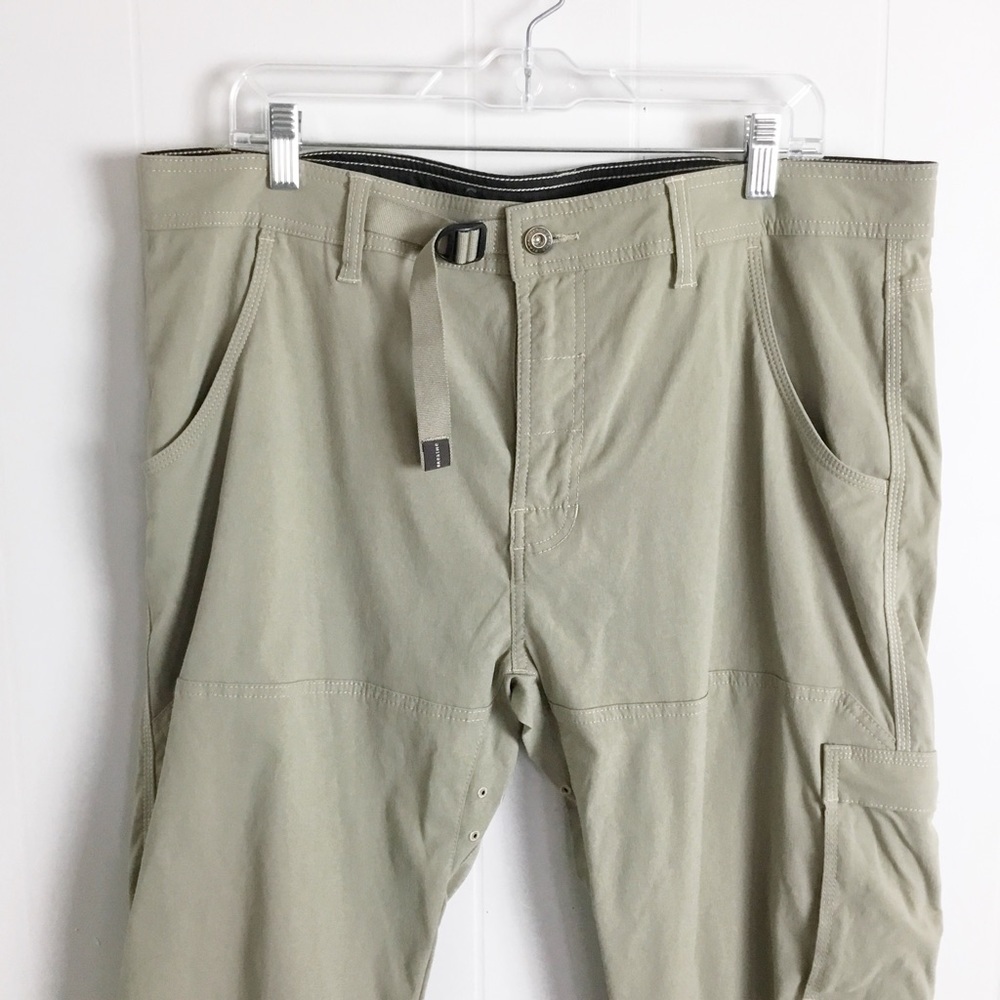 PrAna Breathe Stretch Cargo Pants Hiking Straight Roll up Leg  Mens 38X32 - Picture 2 of 4